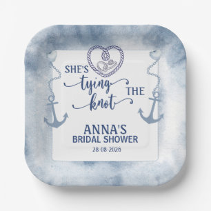 Nautical Shes Tying the Knot Bridal Shower Elegant Paper Plate