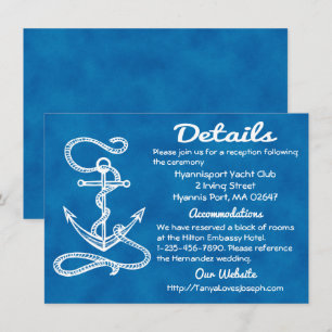 Nautical Ship Anchor Blue Watercolor Wedding Invitation