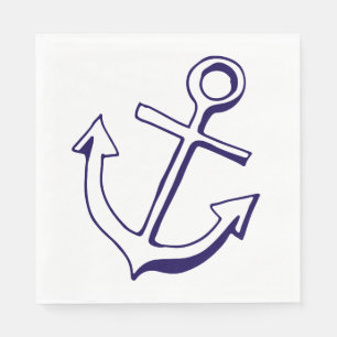 Nautical Ship Anchor Navy Blue Wedding Party Napkin