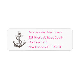 Nautical Ship Anchor Pink Fuchsia Return Address