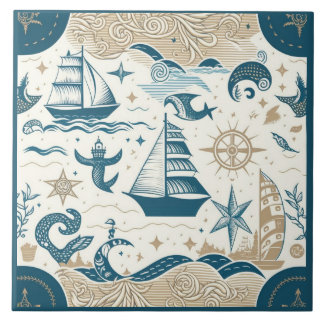 Nautical Ship and Ocean Themed ceramic art No15 Tile