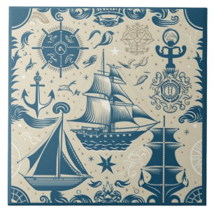Nautical Ship and Ocean Themed ceramic art No16 Tile