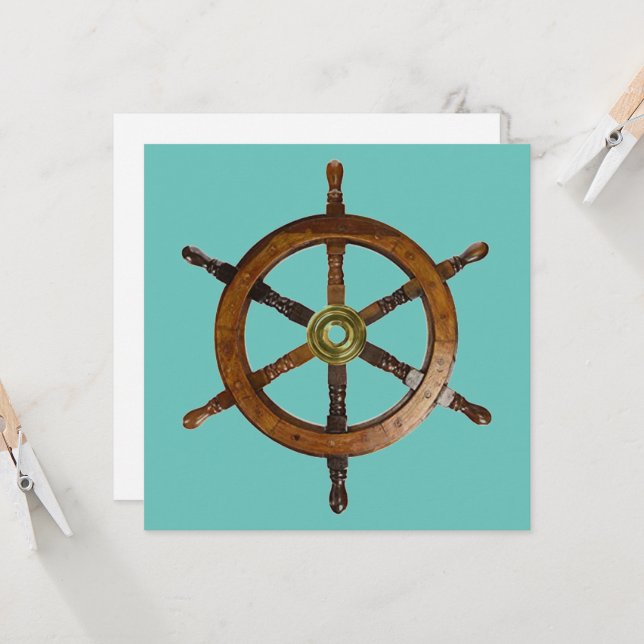 Nautical Ship Helm Thank You (Front/Back In Situ)