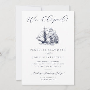 Nautical Ship Illustration Wedding Elopement Card