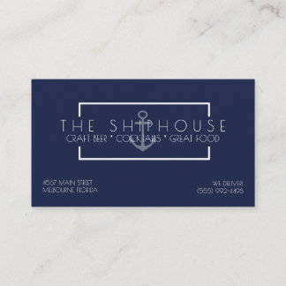 Nautical Ship Navy Blue Restaurant Bar Business Business Card