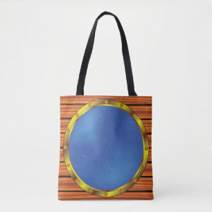 Nautical Ship Porthole Window with Blue Water Tote Bag
