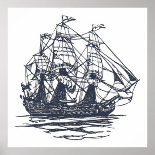 Nautical Ship Poster