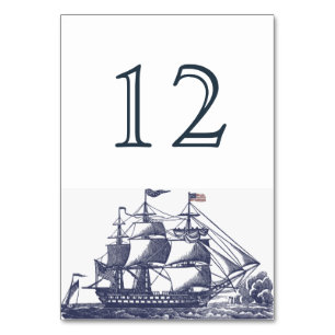 Nautical Ship Wedding Table Number Card