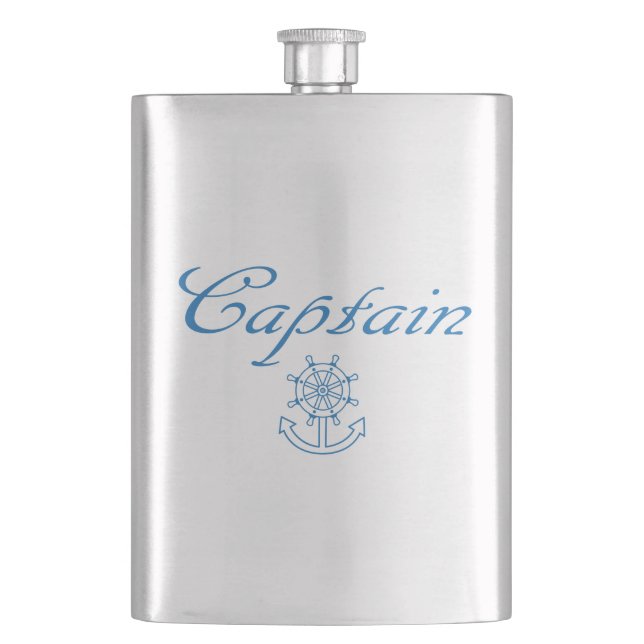Nautical ship wheel and anchor hip flask (Front)