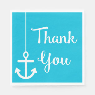 Nautical Ship Wheel Love Watercolor Blue Turquoise Napkin