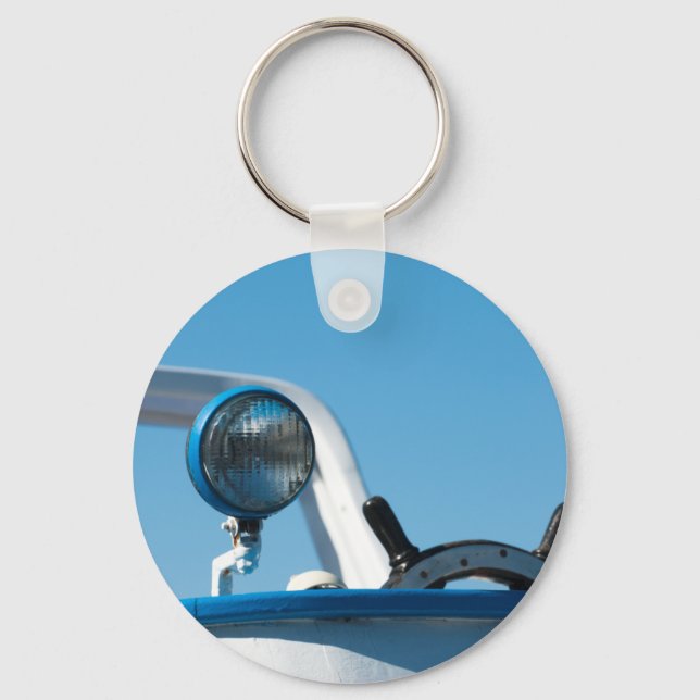 Nautical ship wheel sailboat key ring (Front)