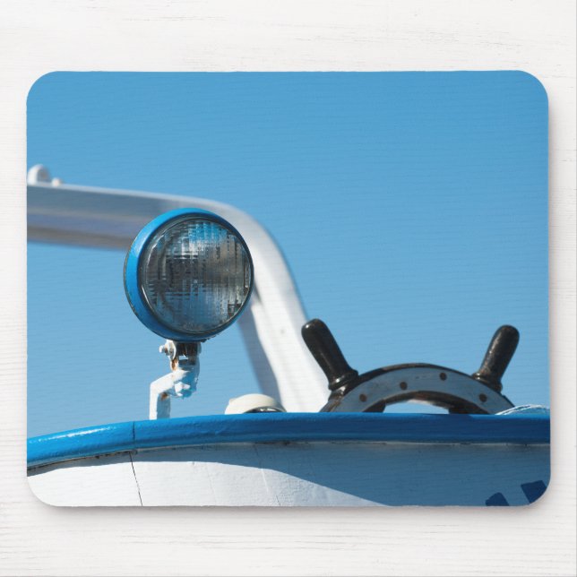 Nautical ship wheel sailboat mouse pad (Front)