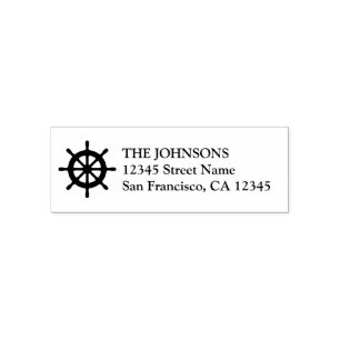 Nautical ship wheel self inking address stamps