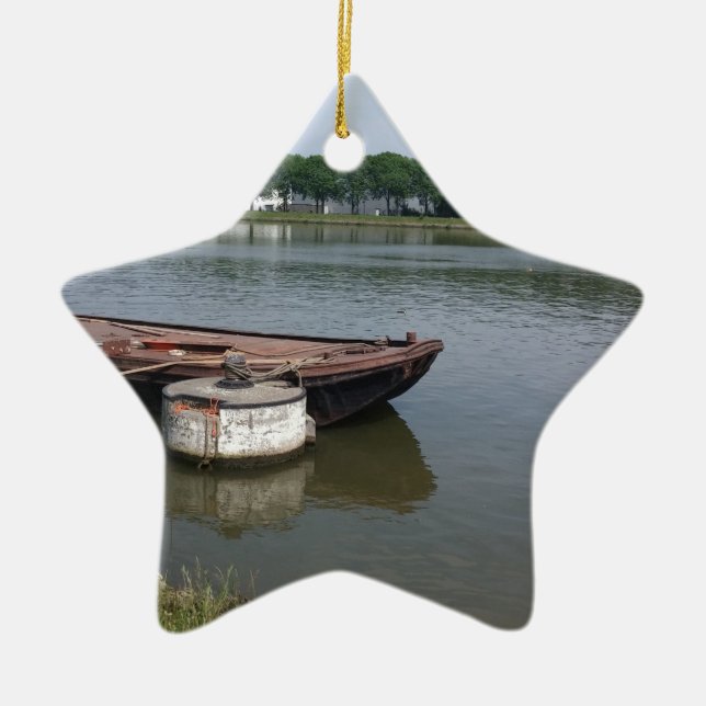 nautical shipping boat buoy, ship rope quay canal ceramic tree decoration (Front)