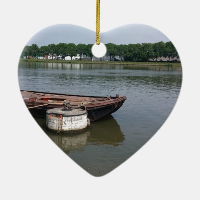 nautical shipping boat buoy, ship rope quay canal ceramic tree decoration (Back)