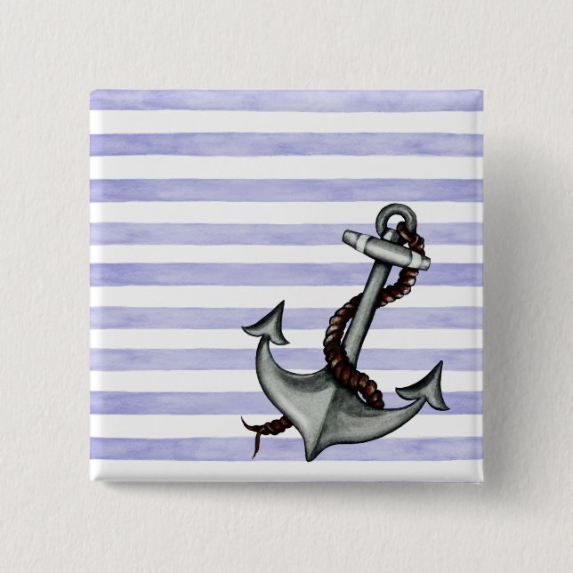 Nautical Ship's Anchor 15 Cm Square Badge (Front)