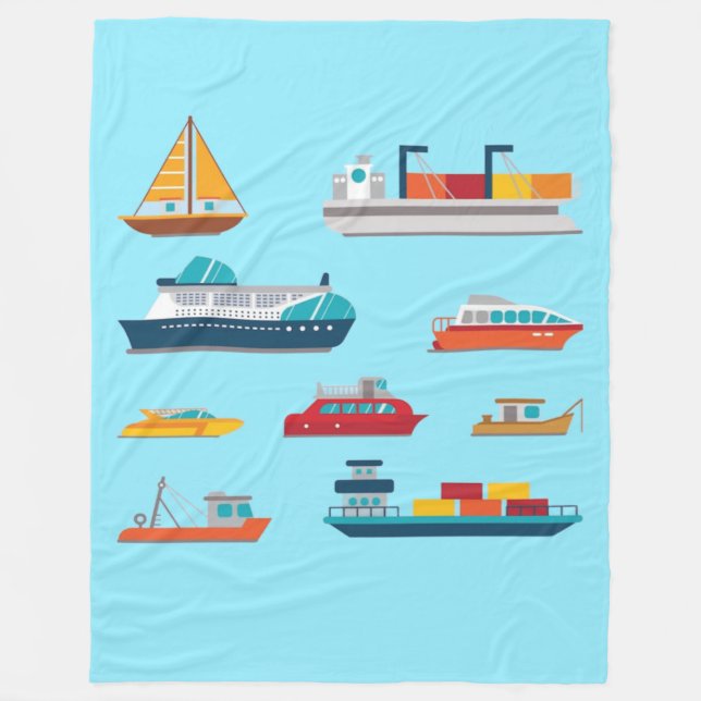 Nautical Ships Fleet Fleece Blanket (Front)