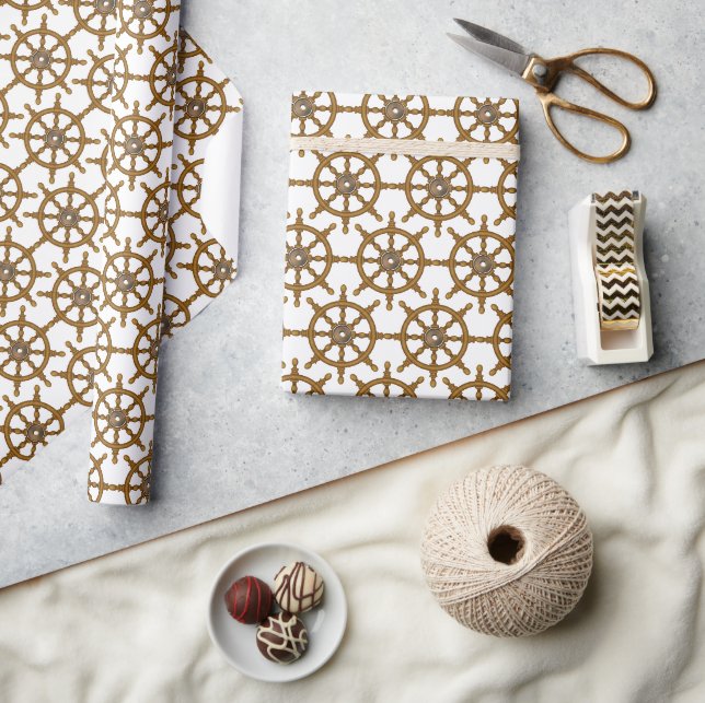 nautical ship's helm wheel wrapping paper (Crafts)