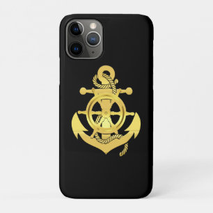 Nautical ship's wheel/anchor black/gold  Case-Mate iPhone case