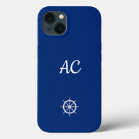 Nautical Ships Wheel Blue+White (Personalise)