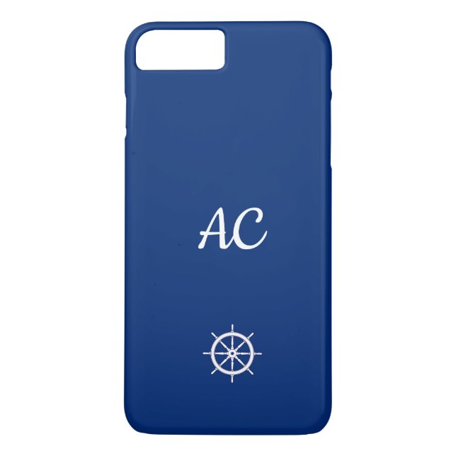 Nautical Ships Wheel Blue+White (Personalise) Case-Mate iPhone Case (Back)