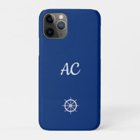 Nautical Ships Wheel Blue+White (Personalise)