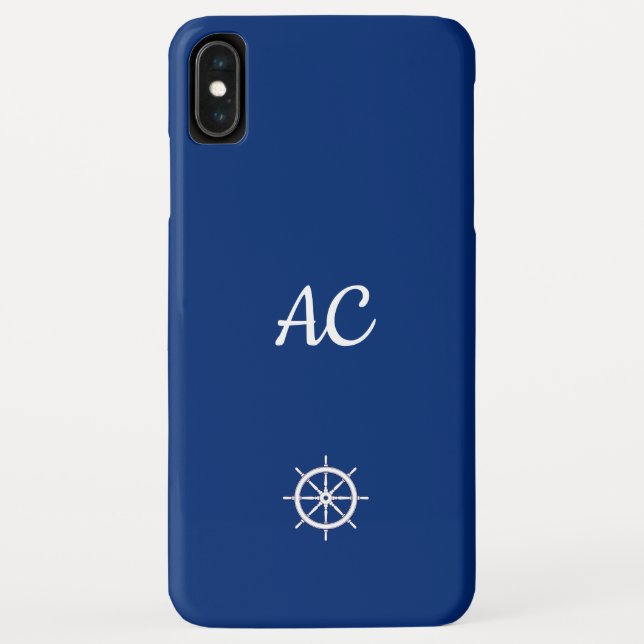 Nautical Ships Wheel Blue+White (Personalise) Case-Mate iPhone Case (Back)