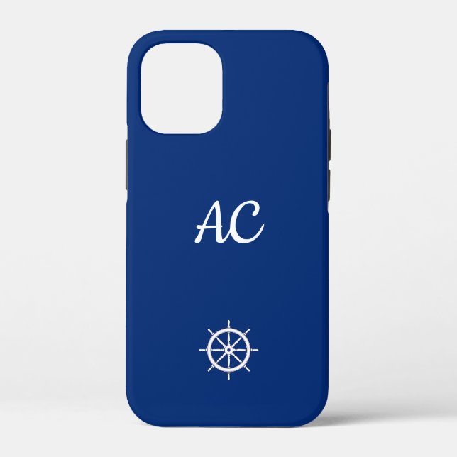 Nautical Ships Wheel Blue+White (Personalise) Case-Mate iPhone Case (Back)