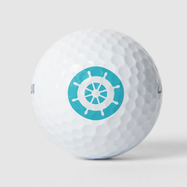 Nautical Ships Wheel Golf Balls (Front)