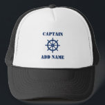 Nautical Ships Wheel Helm Captain or Boat Name Trucker Hat<br><div class="desc">Nautical Classic Ships Wheel Helm with personalised Captain or Boat Name Hat.</div>
