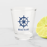 Nautical Ships Wheel Helm with Your Boat Name