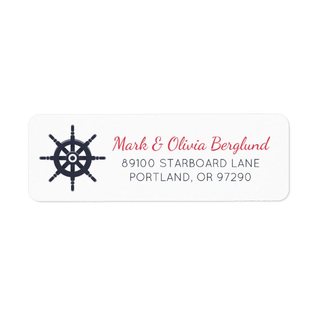 Nautical Ship's Wheel Sailor Return Address Label (Front)