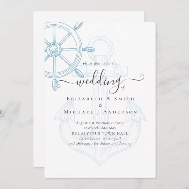 Nautical Ships Wheel Wedding (Front/Back)