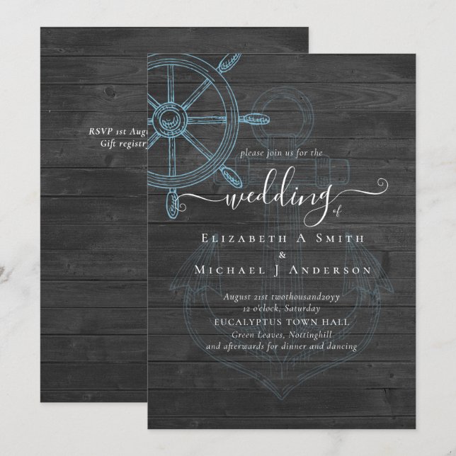 Nautical Ships Wheel Wedding (Front/Back)
