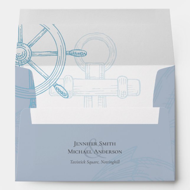 Nautical Ships Wheel Wedding Envelope (Back (Bottom))