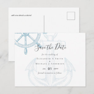 Nautical Ships Wheel Wedding Postcard