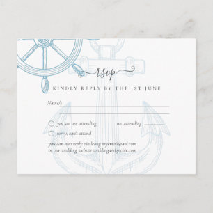 Nautical Ships Wheel Wedding Postcard