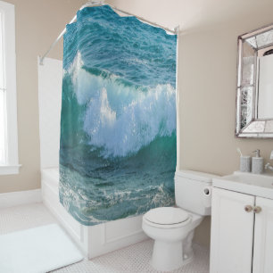 Nautical Shower Curtain, Waves sea shore ocean Curtain