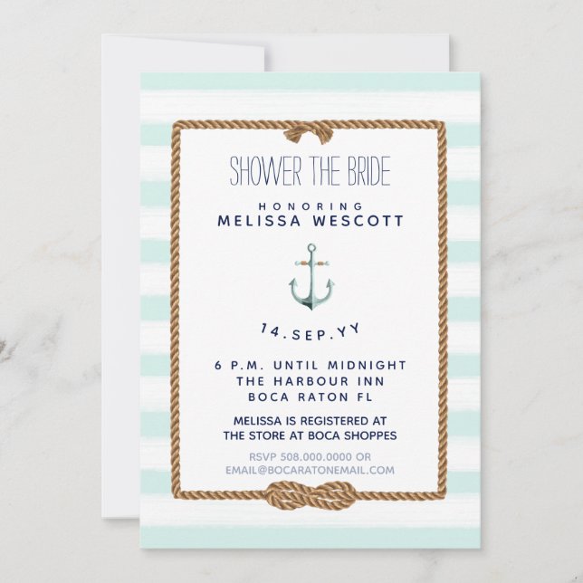 Nautical Shower the Bride Infinity Knot Sea Foam Invitation (Front)