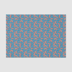 Nautical Shrimp Prawn and Coral Aqua Blue Pattern Tissue Paper