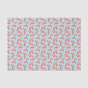 Nautical Shrimp Prawn Coral   Light Blue Pattern Tissue Paper