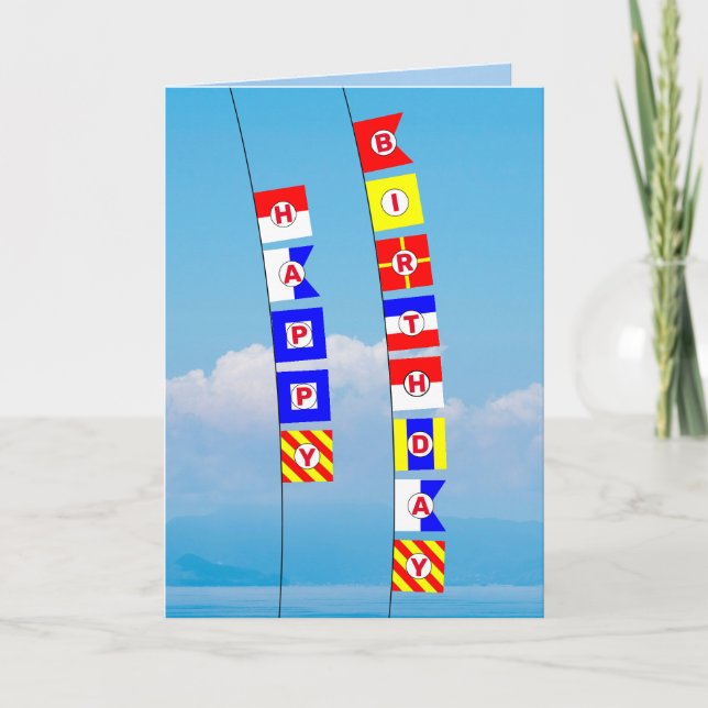 Nautical Signal Flag Happy Birthday Greeting Card (Front)