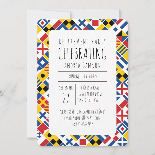 Nautical Signal Flag Retirement Invitation (Front)