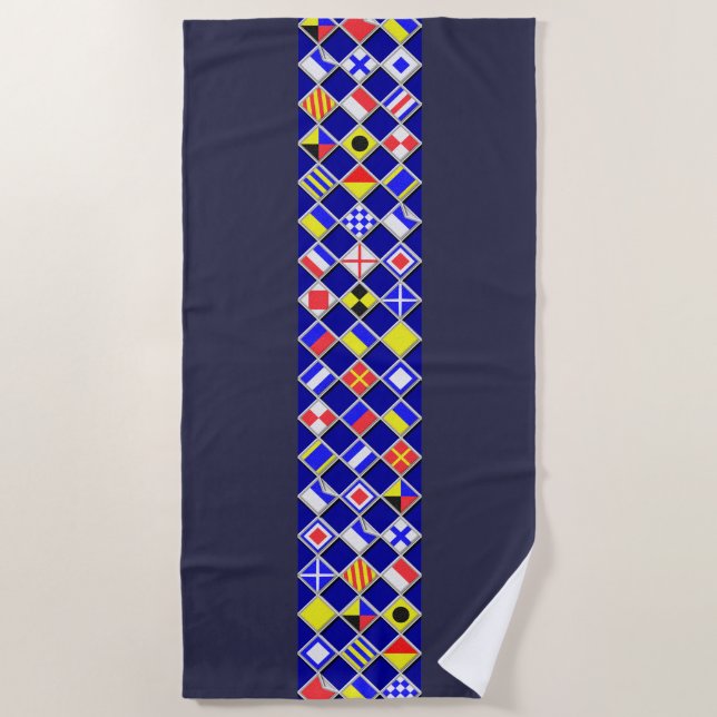 Nautical Signal Flags Decor on a Beach Towel (Front)
