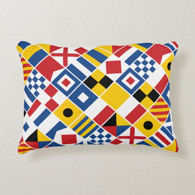 Nautical Signal Flags Pattern Decorative Cushion (Front)