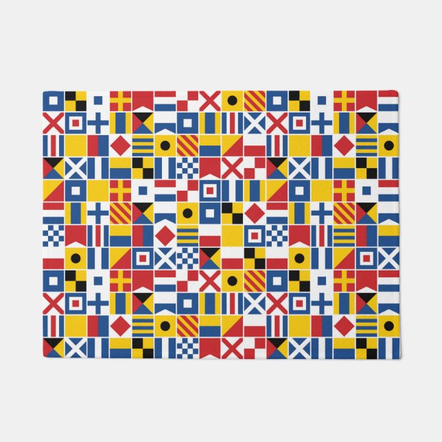 Nautical Signal Flags Pattern Doormat (Front)
