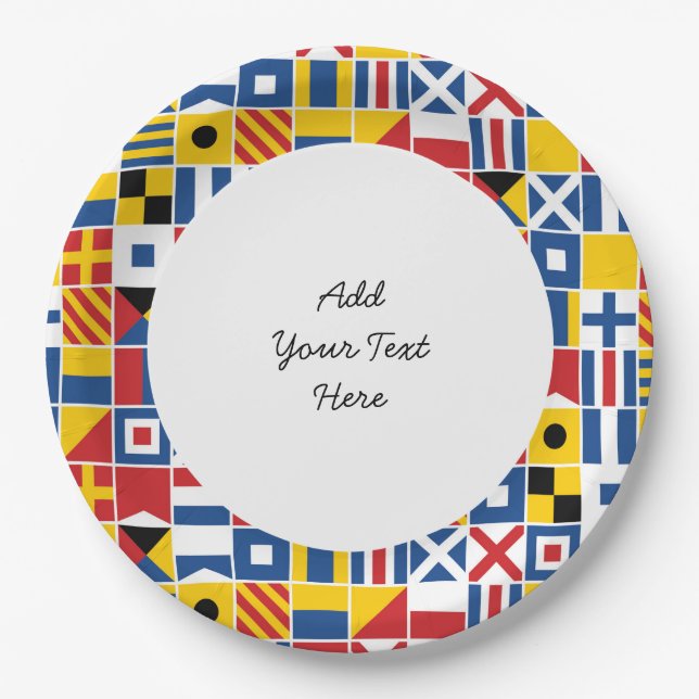 Nautical Signal Flags Pattern Paper Plate (Front)