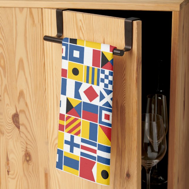 Nautical Signal Flags Pattern Tea Towel (Thirds Fold)