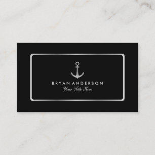 Nautical Silver Anchor Business Card