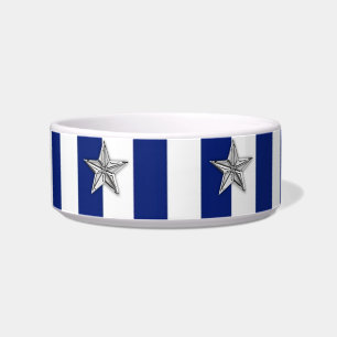 Nautical Silver Star on Blue Stripes Bowl